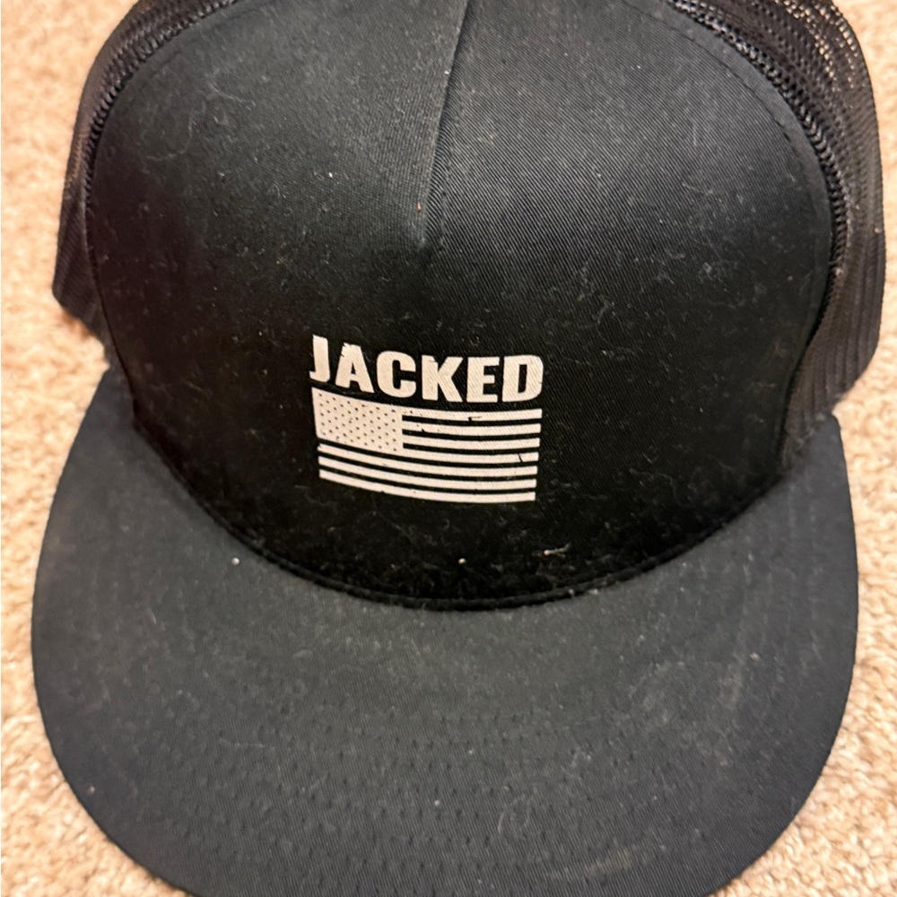 The Classic Black 'JACKED'  Hat with White Flag Logo